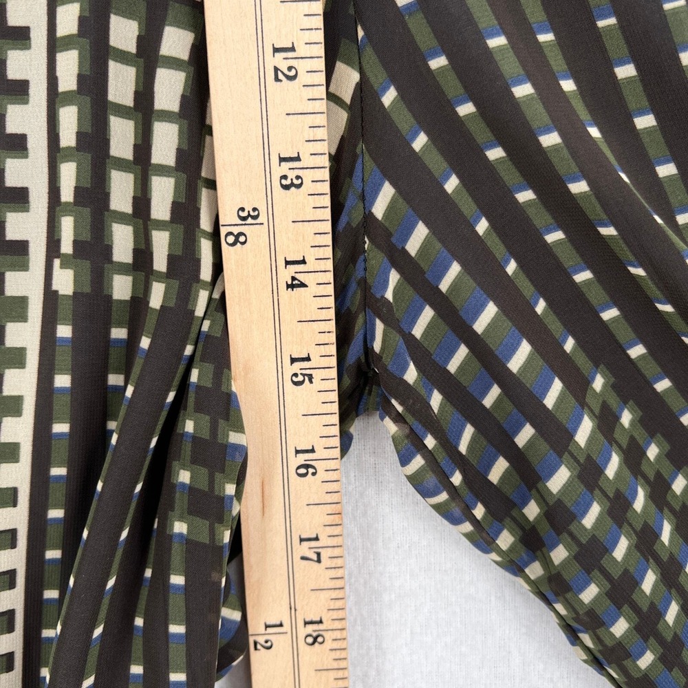 COSETTE Wide Leg Pants Womens Brown Cream Geometric Print Lightweight - Picture 12 of 14